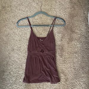 Soft & Sexy American Eagle Rib Tank Top Maroon Colored